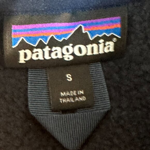 Patagonia Mens Better Sweater 1/4 Zip Fleece Size Small Navy Blue Warm PATCHES - Picture 8 of 11